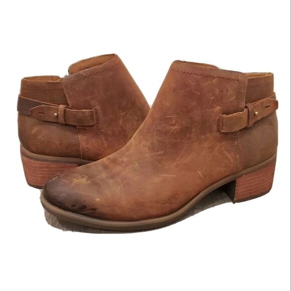 KORKS Sonya Ankle Leather Bootie Distressed Brown/Rust - Picture 1 of 8